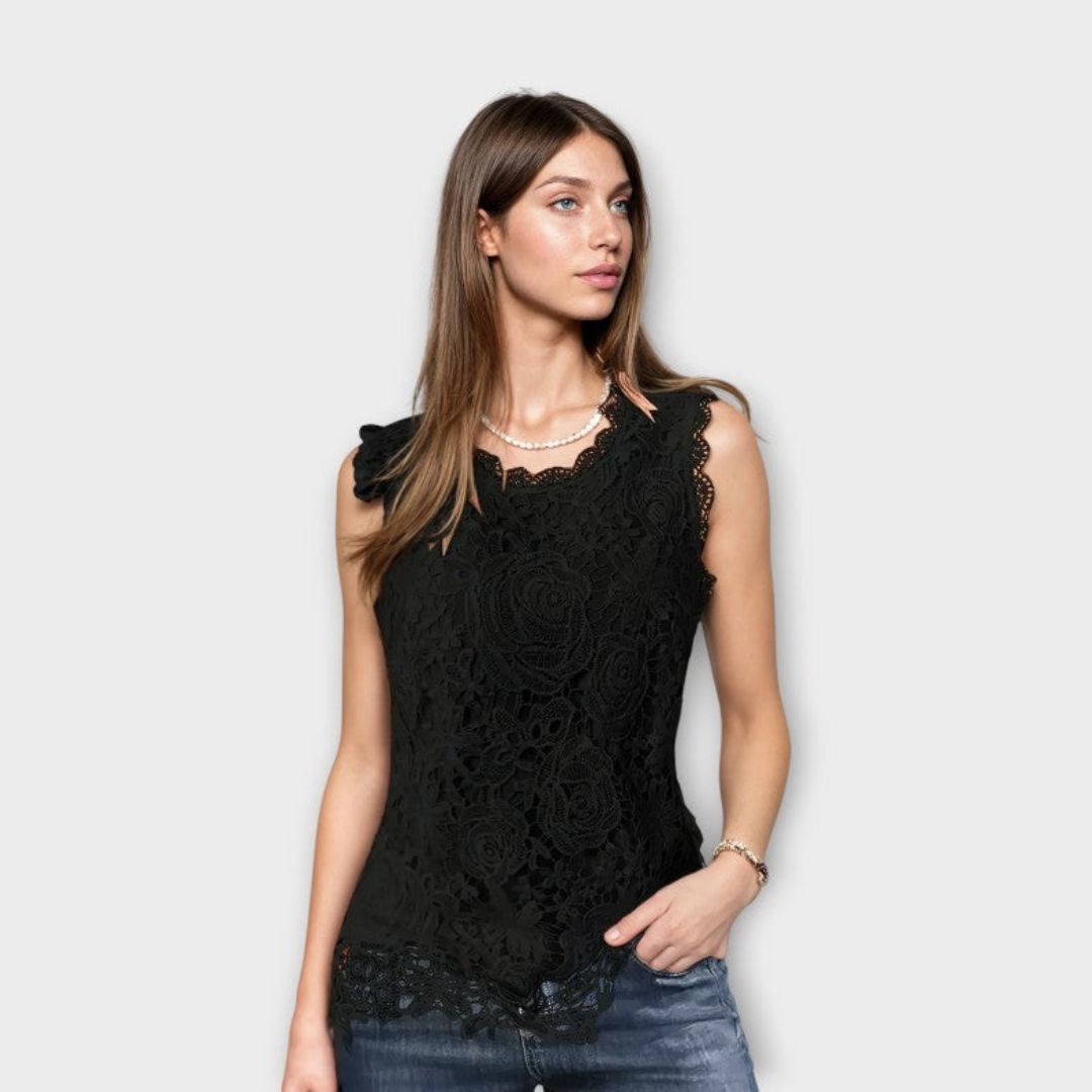 Ирма | Романтична дантелена блуза без ръкави