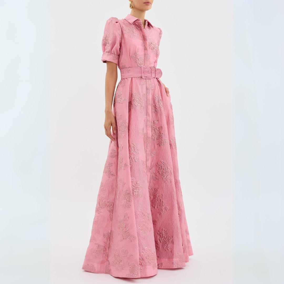 Лорен | Розова макси рокля с бродирани детайли