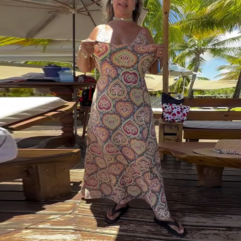 Безпроблемен бански с принт на сърца за ваканции