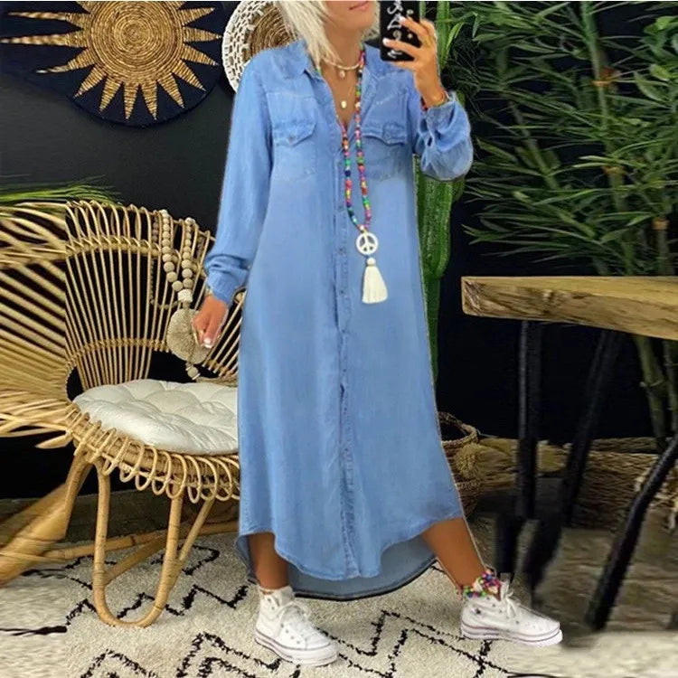 Вена | Елегантна дънкова рокля Boho