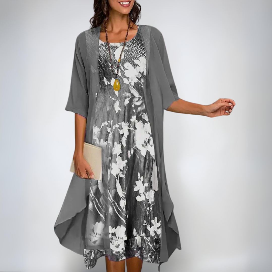 Каролина | Елегантна цветна рокля