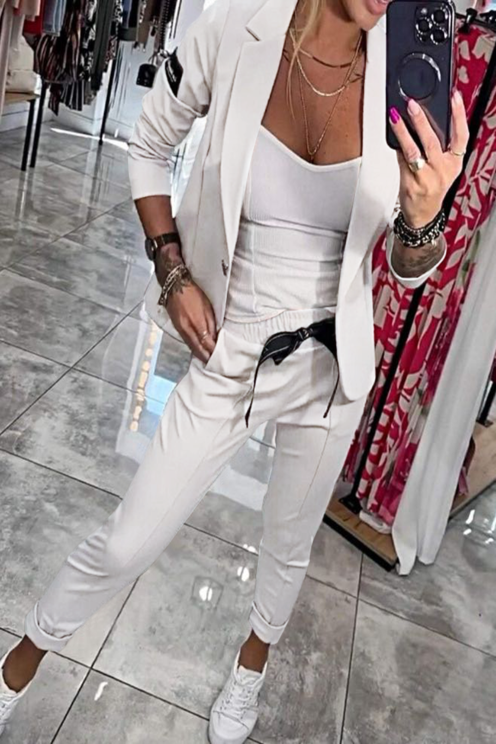 Moxie | Двуделен дамски комплект топ с яке и ластик