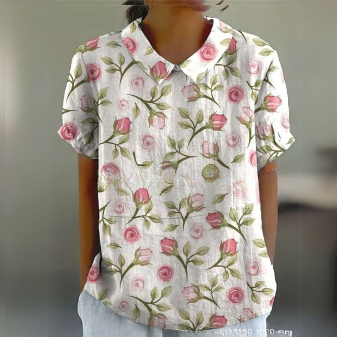 Málinka | Цветна ленена блуза за свободни дни