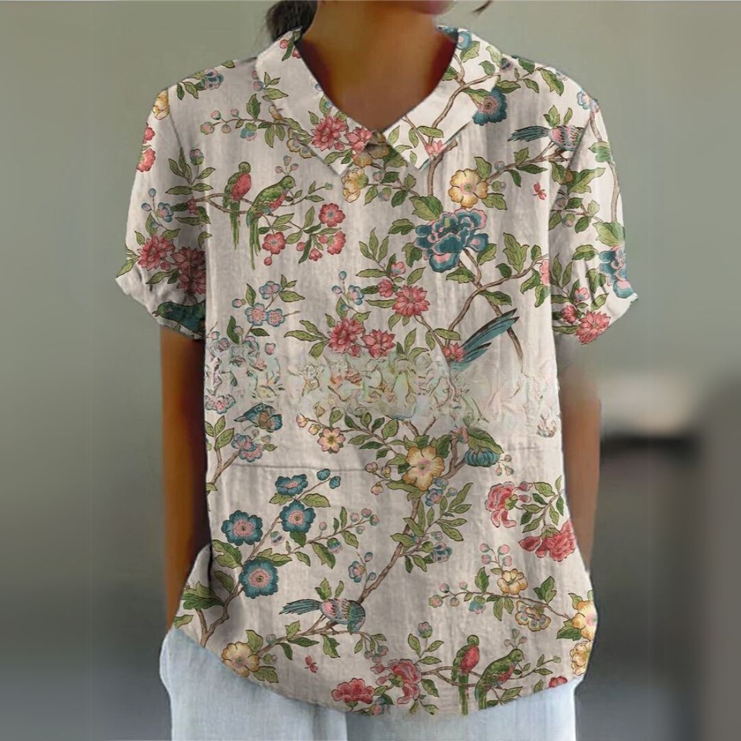 Málinka | Цветна ленена блуза за свободни дни