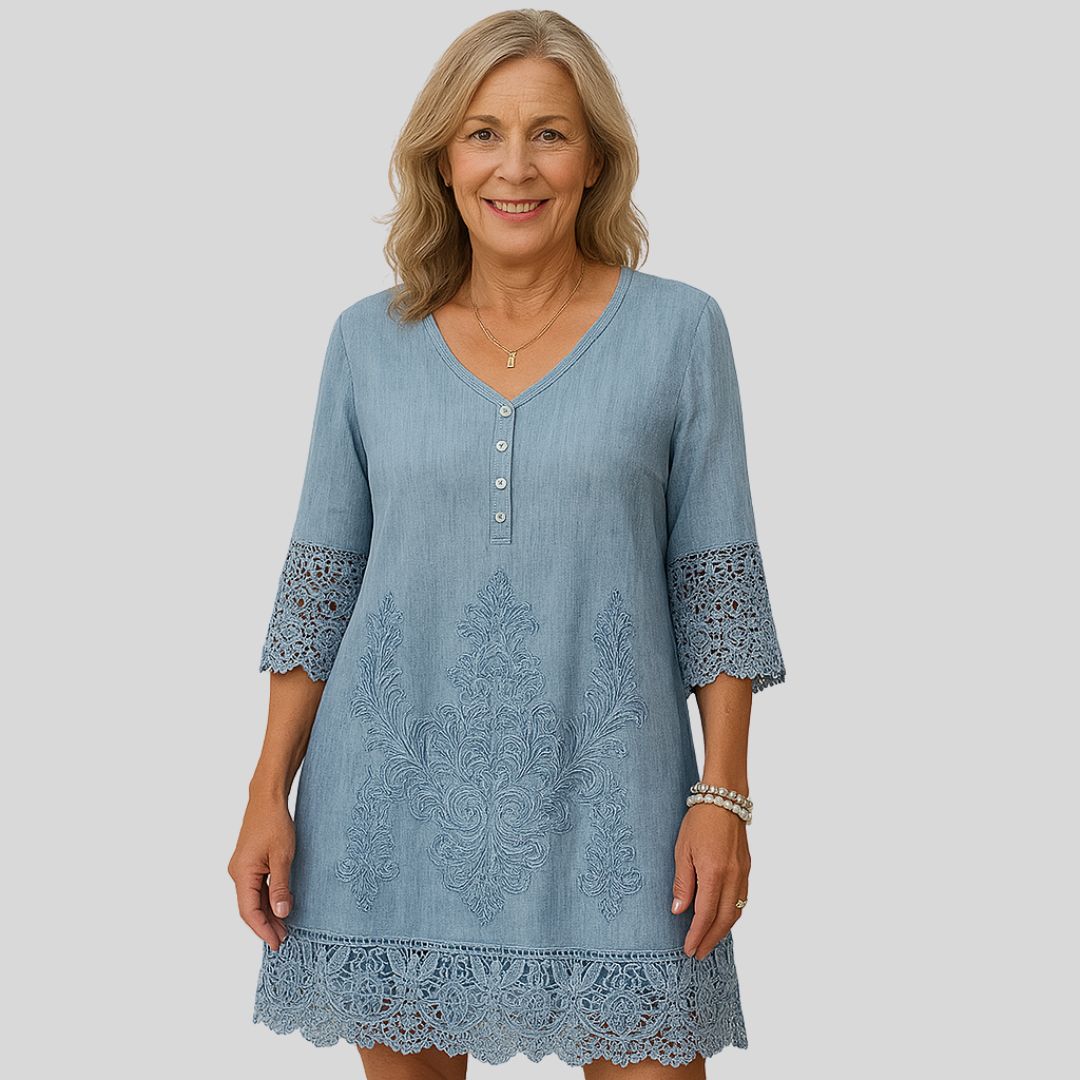 Wrenley | Въздушна дантелена рокля с V-образно деколте