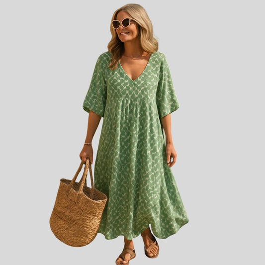 Либуше | Лекo бохo макси рокля с геометричен принт