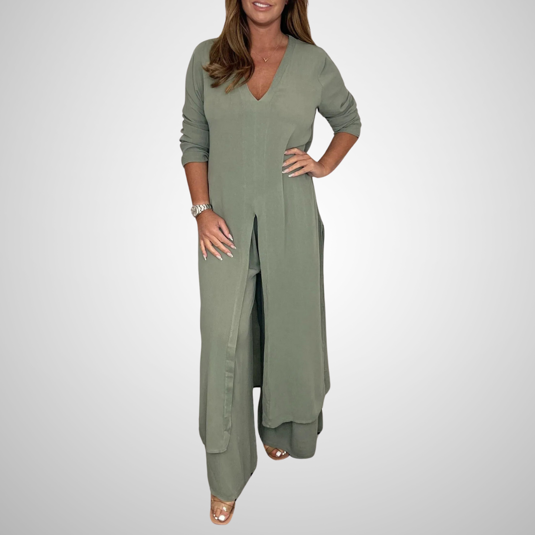 Зузана | Летен Ленен Тъкан Двуделен Комплект