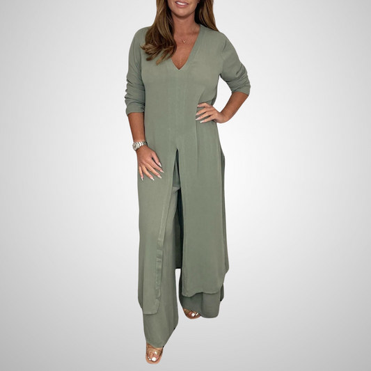 Зузана | Летен Ленен Тъкан Двуделен Комплект