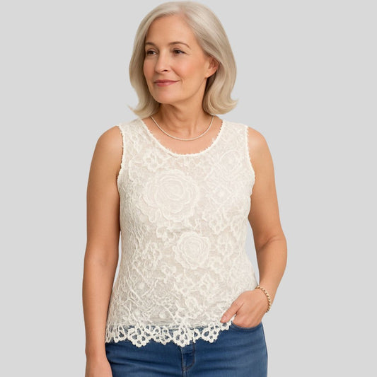 Ирма | Романтична дантелена блуза без ръкави
