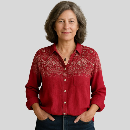 Божетешка | Винтидж блуза с етнически принт