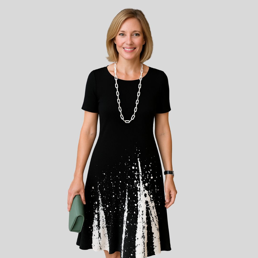 Талия | Лежерна плисирана рокля с цветен блок