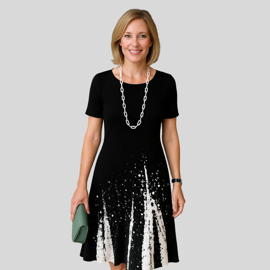 Талия | Лежерна плисирана рокля с цветен блок