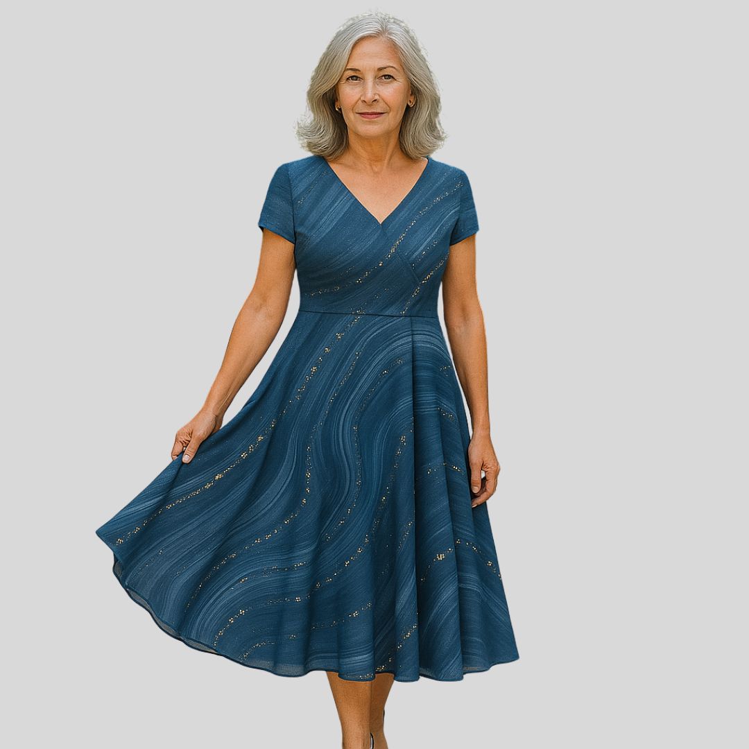 Лондон | Елегантна миди рокля с V-образно деколте