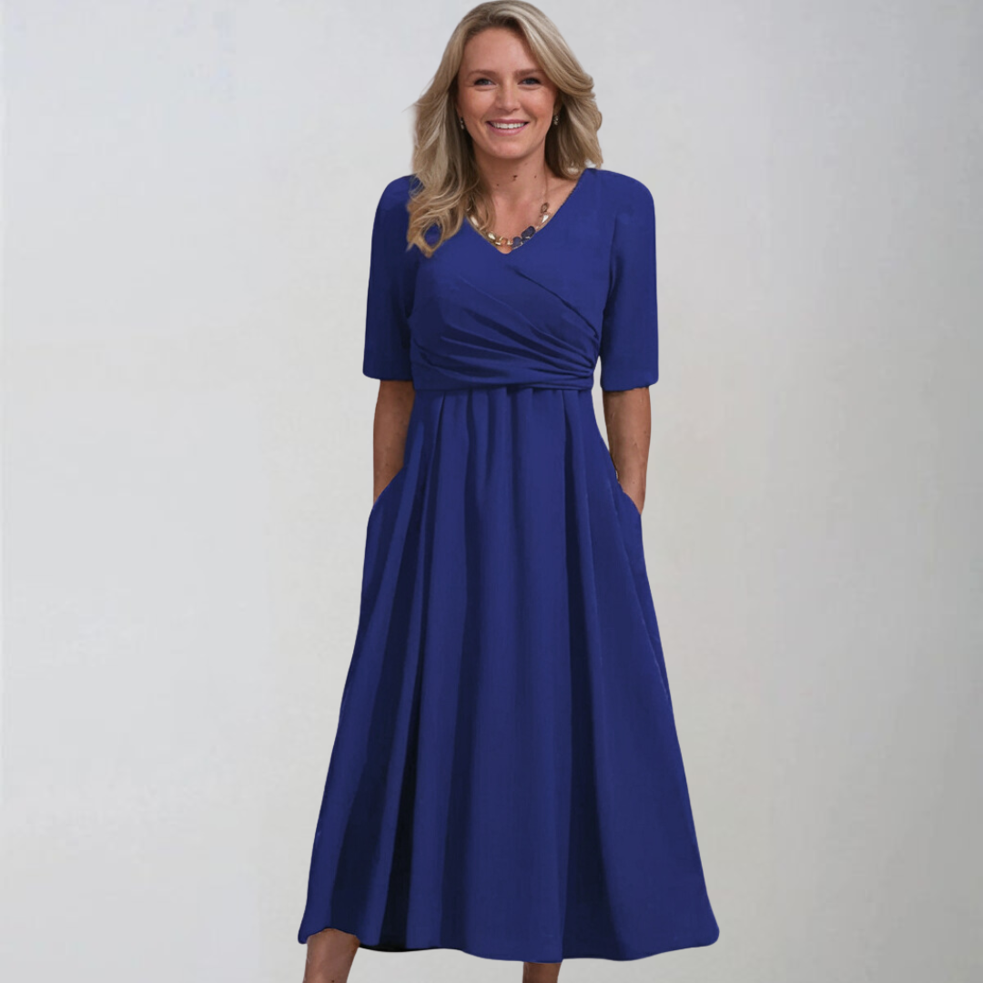 Петра | Стилна миди рокля с джобове