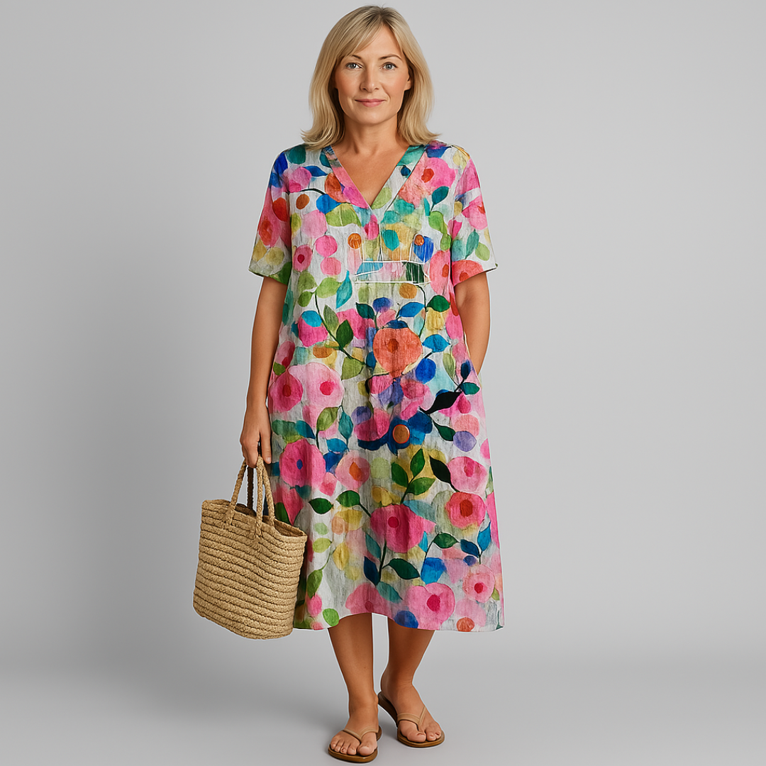 Мелиса | Елегантна цветна рокля