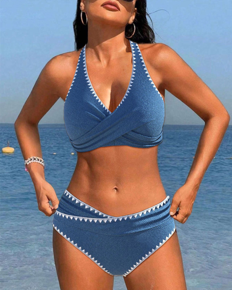 Прост бански костюм с плетена гръб