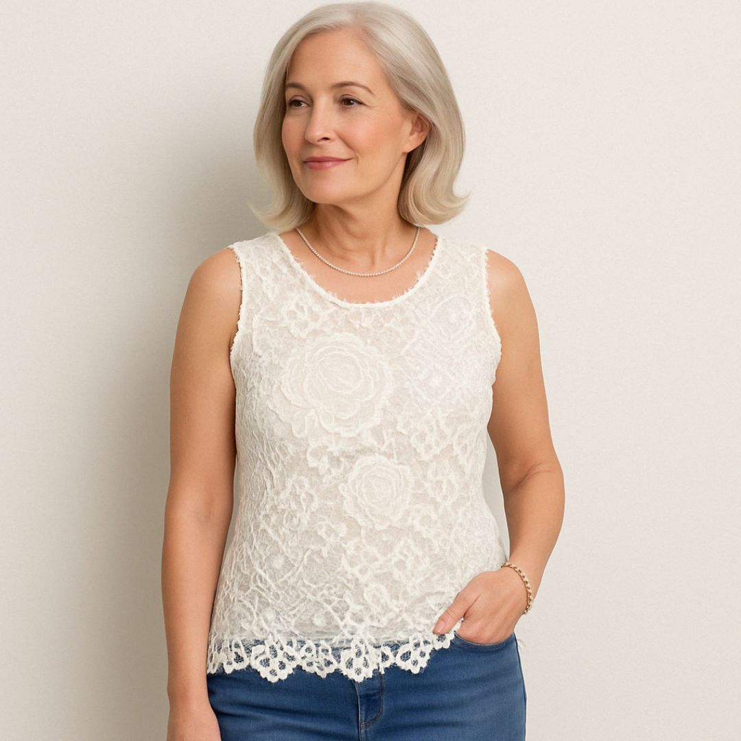 Ирма | Романтична дантелена блуза без ръкави