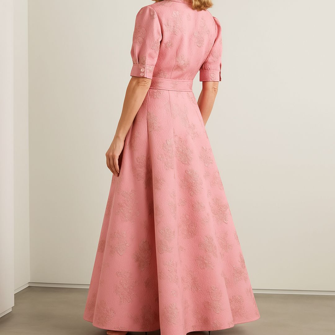 Лорен | Розова макси рокля с бродирани детайли