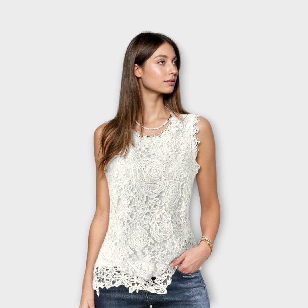 Ирма | Романтична дантелена блуза без ръкави