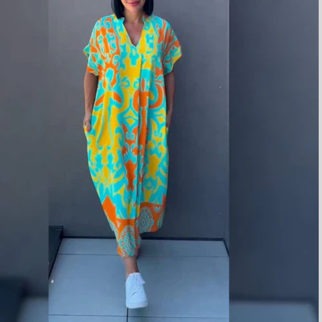 Михаела | Романтична цветна рокля за елегантен вид