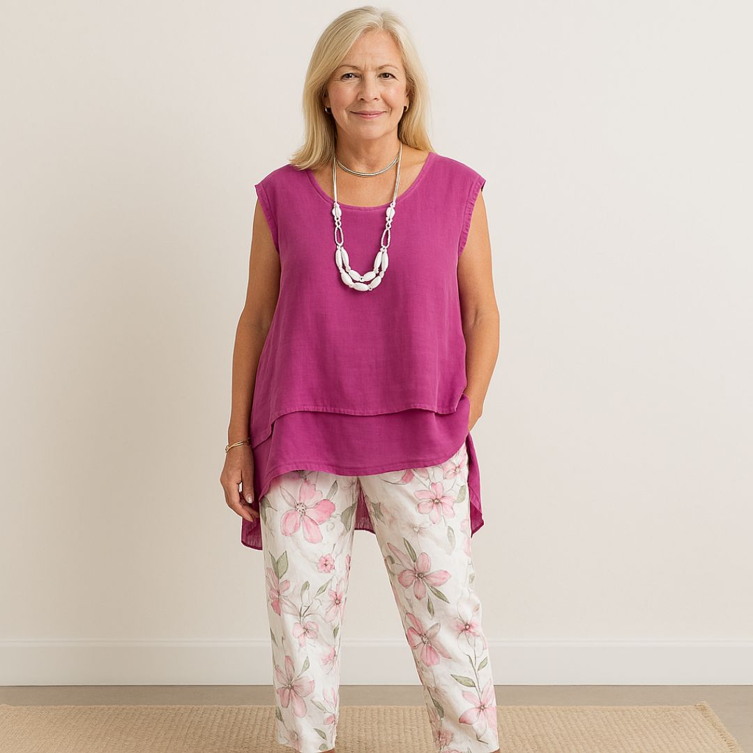 Кarla | Елегантна, удобна, цветна тениска и печатни панталони