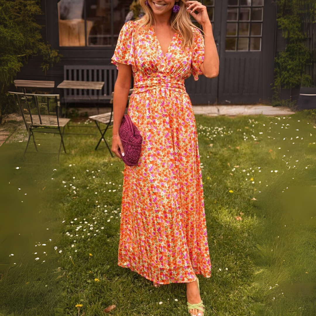 Лаура | Елегантна макси рокля с V-образно деколте