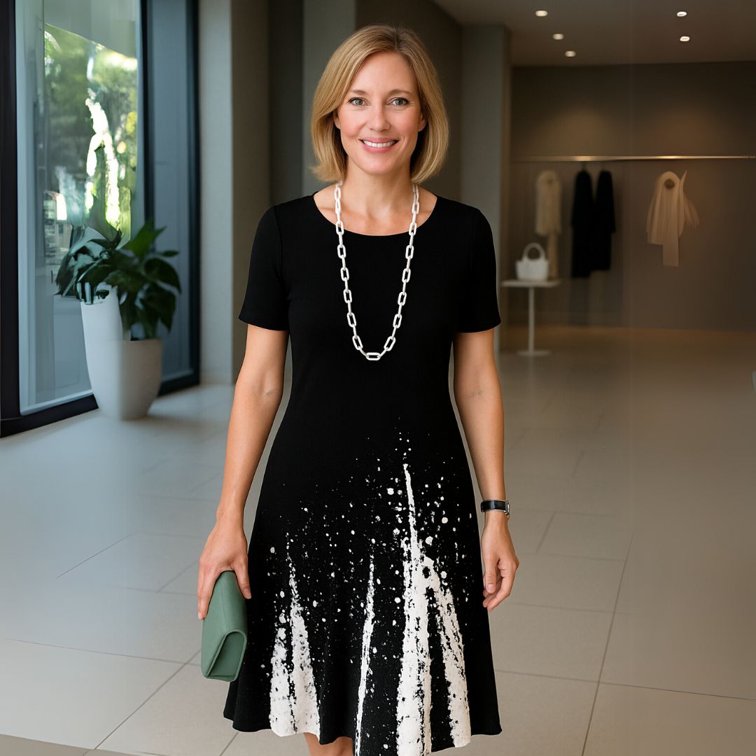 Талия | Лежерна плисирана рокля с цветен блок