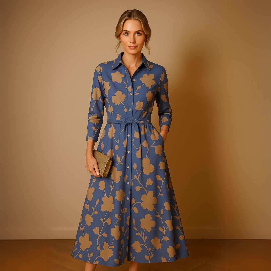 Глория | Елегантна цветна рокля