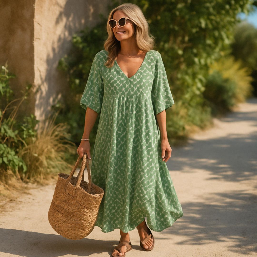 Либуше | Лекo бохo макси рокля с геометричен принт