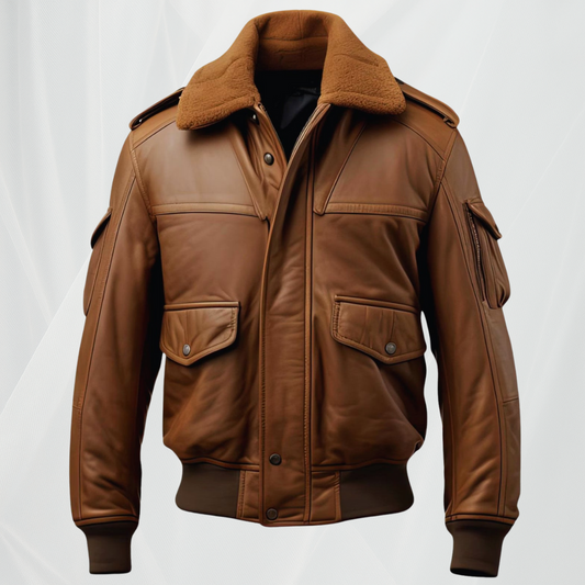 Луксозно авиаторско яке от овча кожа