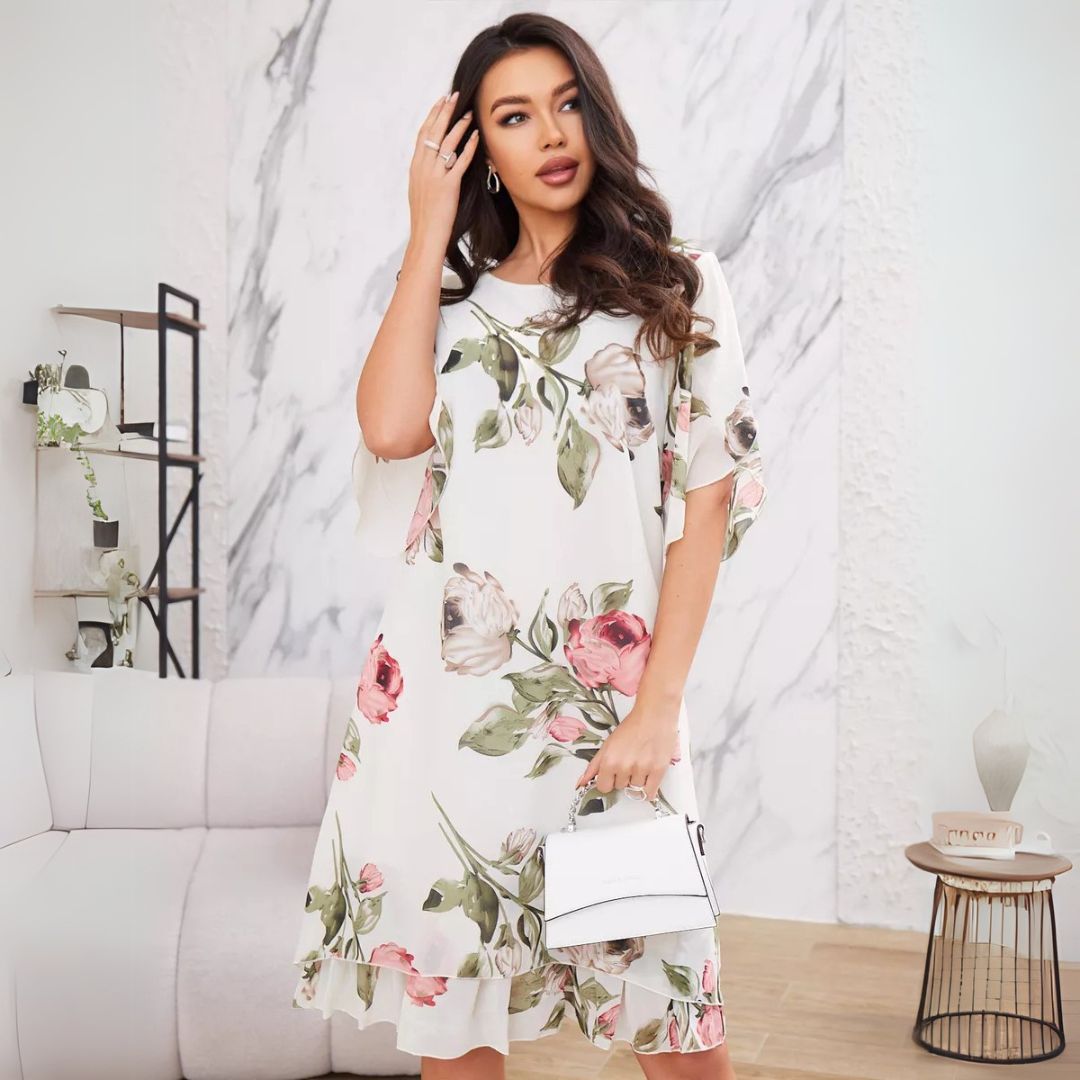 Shiloh | Елегантна цветна рокля от лек шифон