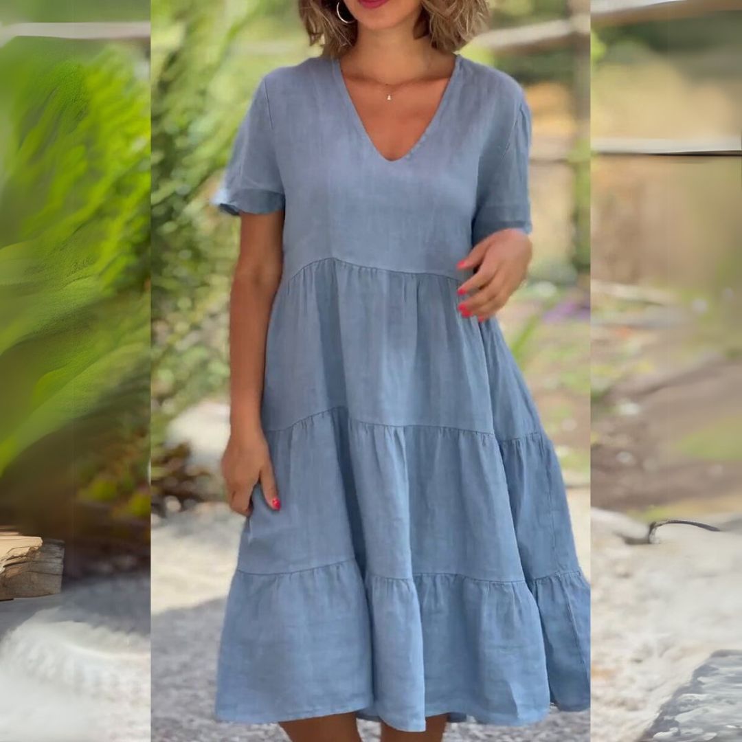 Флора | Елегантна V-образна рокля