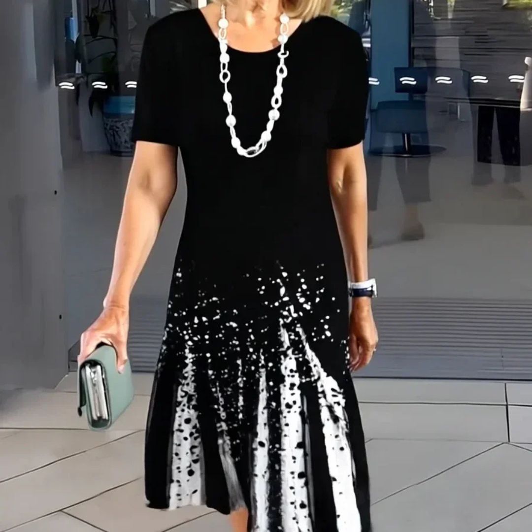 Талия | Лежерна плисирана рокля с цветен блок