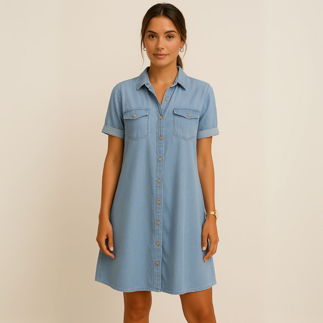 Миша | Удобна дънкова риза-платье