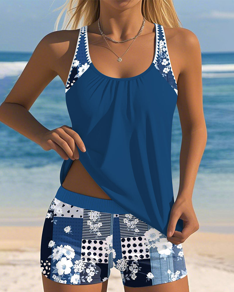 Дамски Бански Костюм с Принт, Два Часа, Боксер