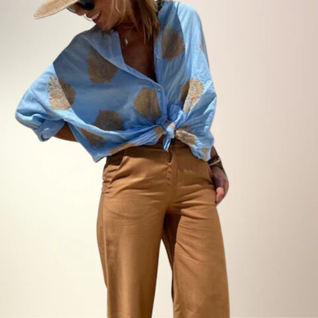 Габина | Елегантна памучна блуза с яка