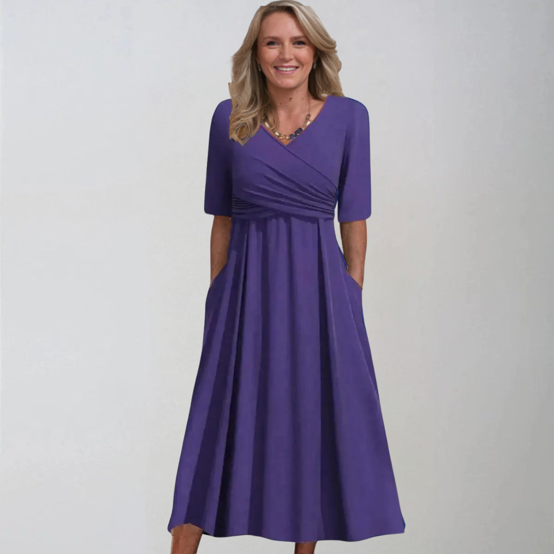 Петра | Стилна миди рокля с джобове