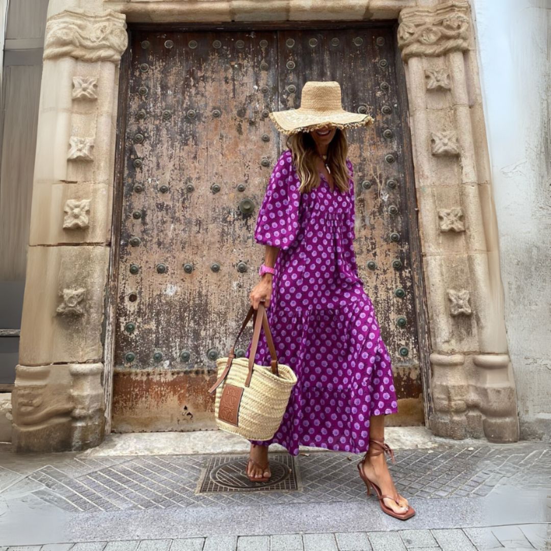 Либуше | Лекo бохo макси рокля с геометричен принт