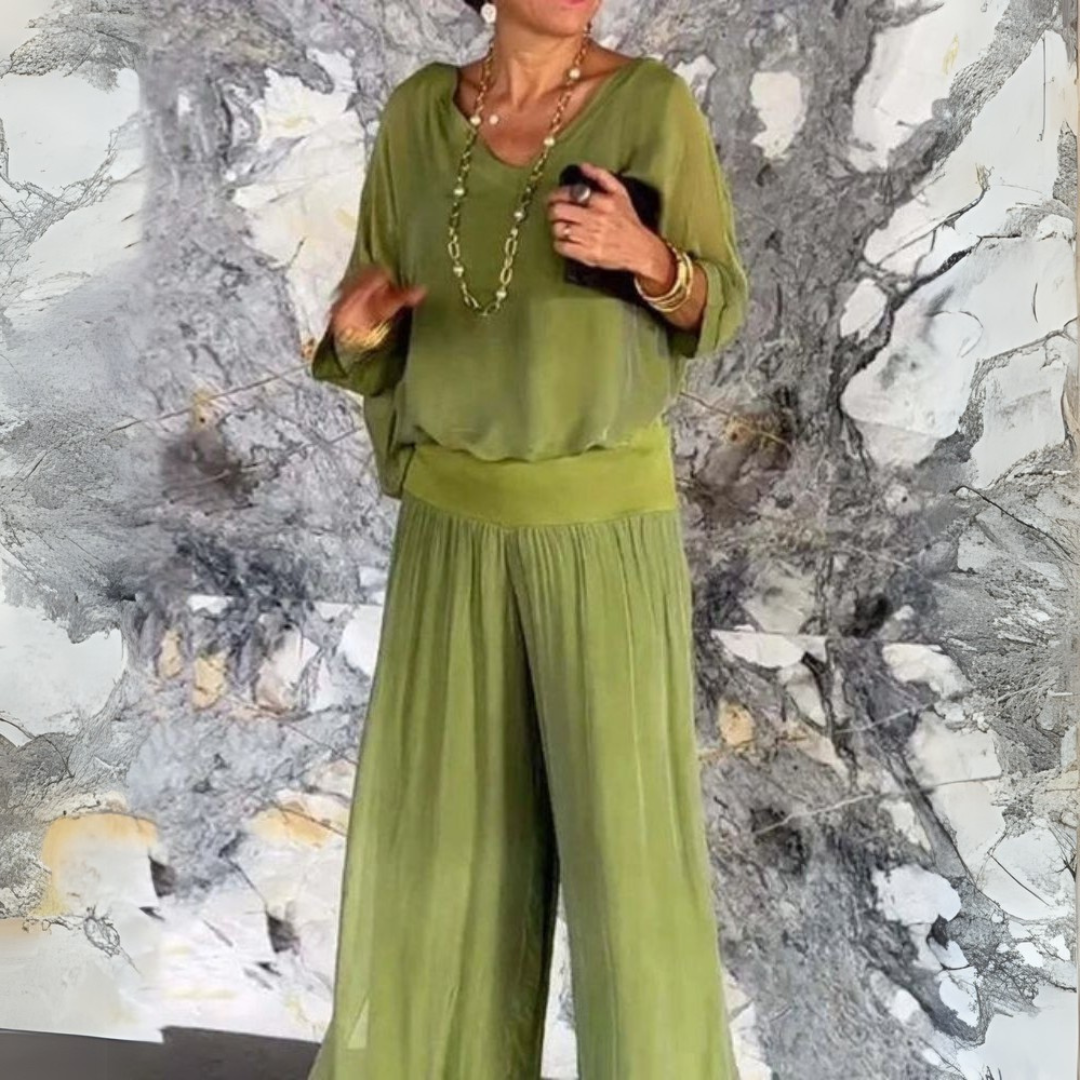 Амани | Лек бохемски комплект с блуза и панталони