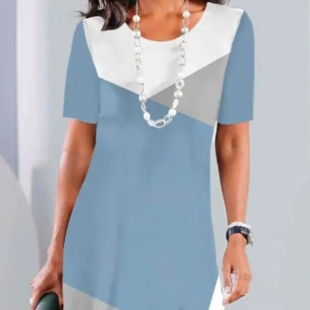 Талия | Лежерна плисирана рокля с цветен блок