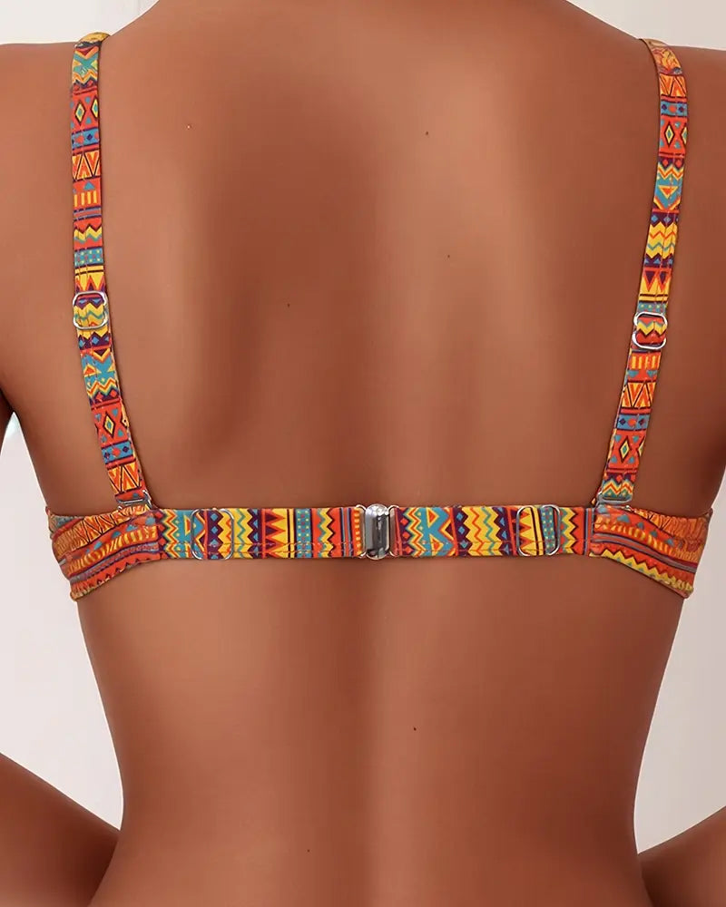 Дамски бански костюм с две части, райе