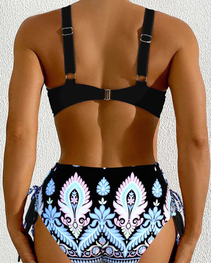 Секси бански костюм с две части и висока талия