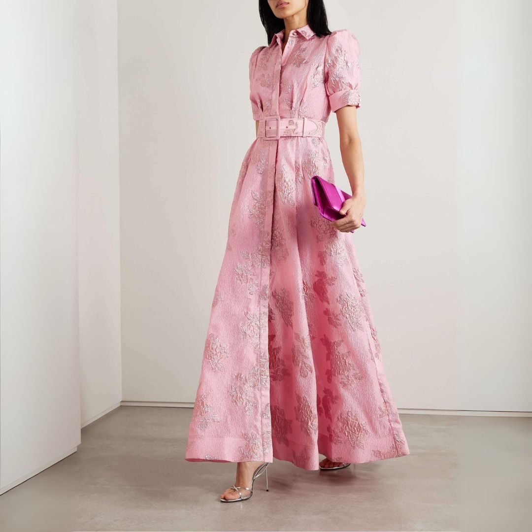 Лорен | Розова макси рокля с бродирани детайли