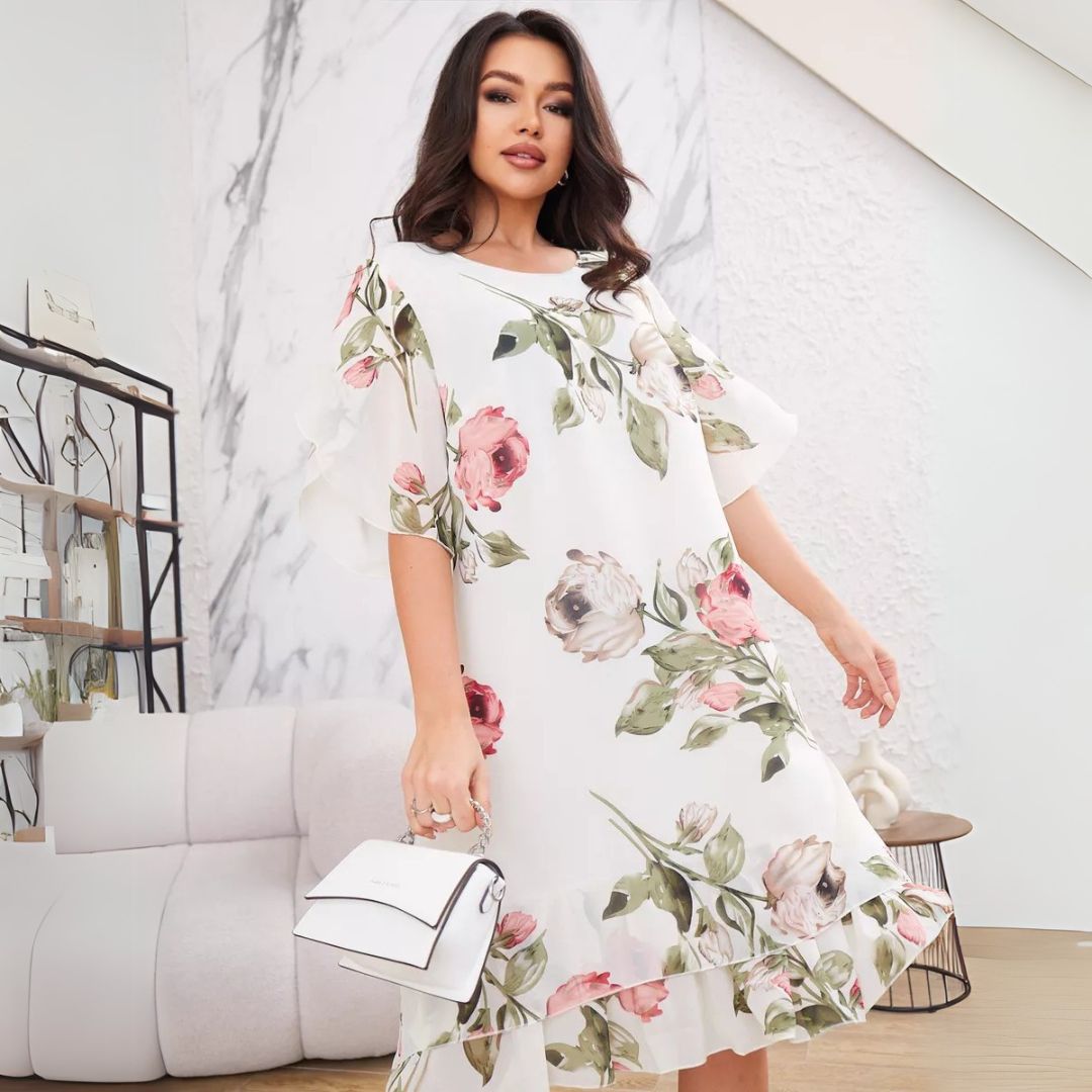 Shiloh | Елегантна цветна рокля от лек шифон