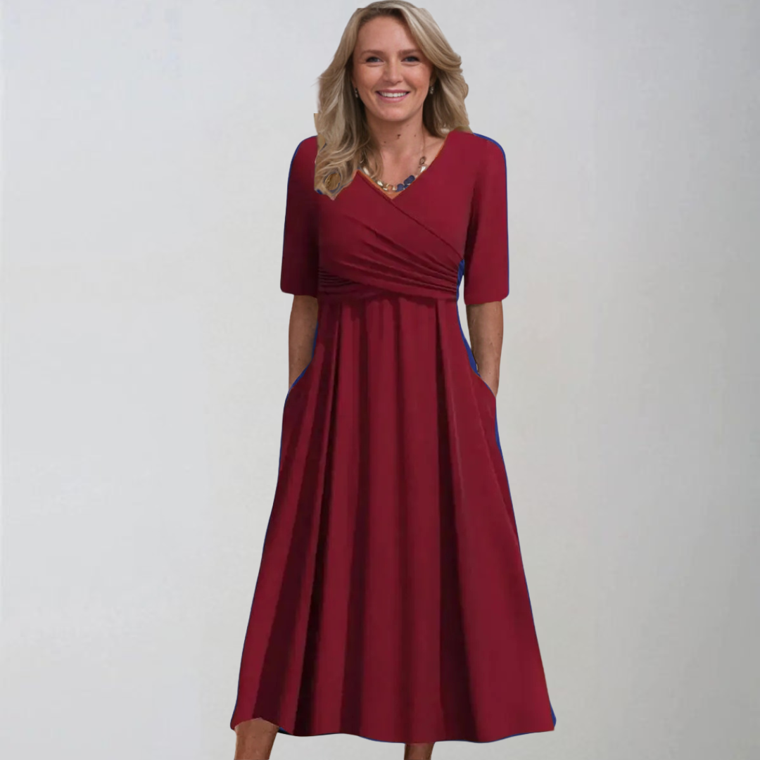 Петра | Стилна миди рокля с джобове