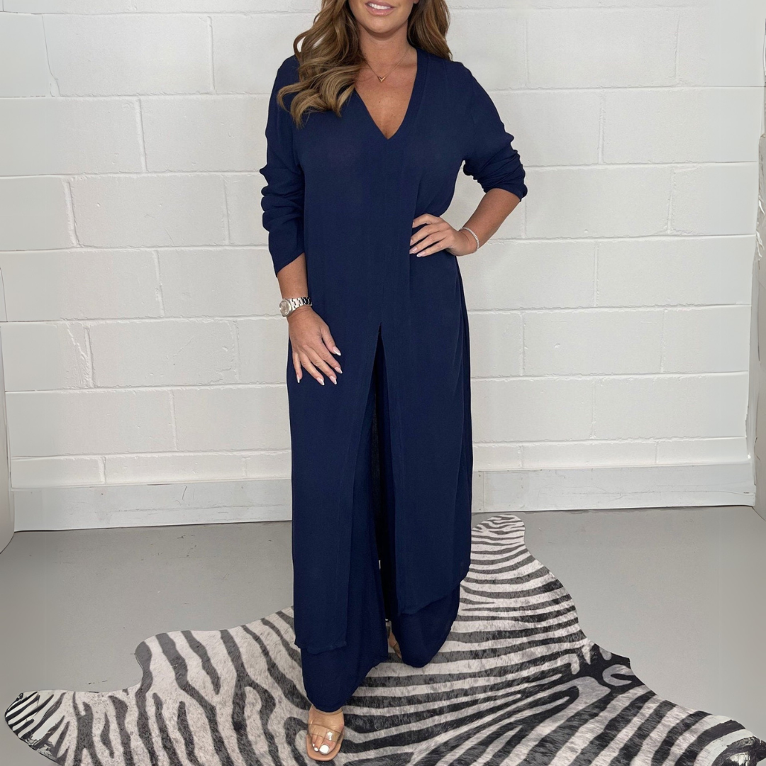 Зузана | Летен Ленен Тъкан Двуделен Комплект