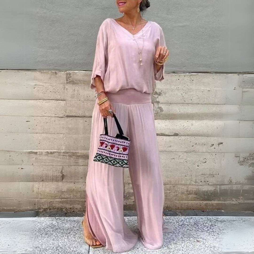 Амани | Лек бохемски комплект с блуза и панталони