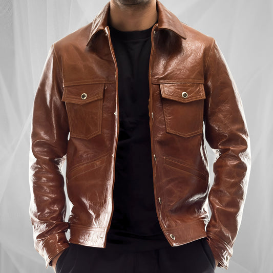 Класическо яке от еластична агнешка кожа