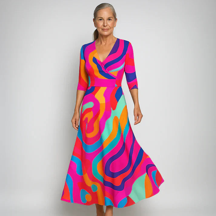 Люси | Елегантна Цветна Завиваща Сукня