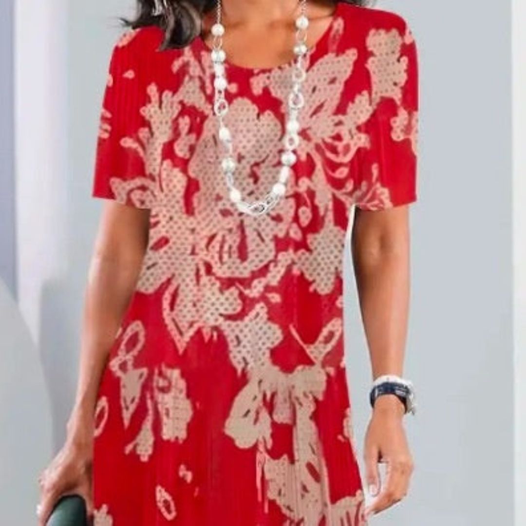 Талия | Лежерна плисирана рокля с цветен блок